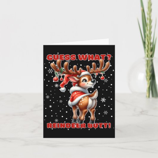 Guess What Reindeer Butt Funny Christmas Humor Red Kaart (Voorkant)