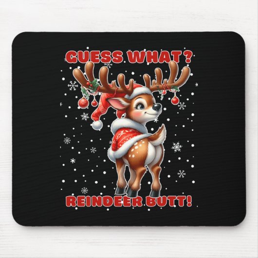 Guess What Reindeer Butt Funny Christmas Humor Red Muismat (Voorkant)
