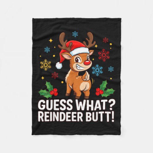 Guess What Reindeer Butt Funny Christmas Men Reind Fleece Deken (Voorkant)