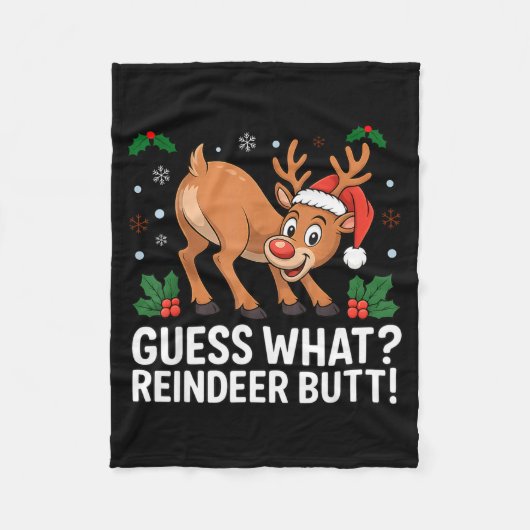 Guess What Reindeer Butt Funny Christmas Men Reind Fleece Deken (Voorkant)