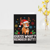 Guess What Reindeer Butt Funny Christmas Men Reind Kaart (Gele Bloem)