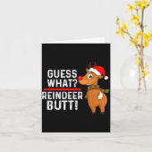 Guess What Reindeer Butt Funny Christmas Men Reind Kaart (Gele Bloem)