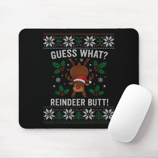 Guess What Reindeer Butt Funny Christmas Reindeer Muismat (Met muis)