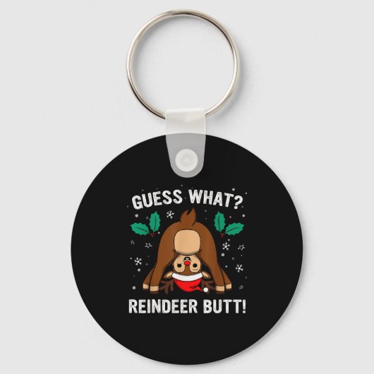 Guess What Reindeer Butt Mens &amp; Boys Funny Ugl Sleutelhanger (Voorkant)