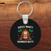 Guess What Reindeer Butt Mens &amp; Boys Funny Ugl Sleutelhanger (Voorkant)