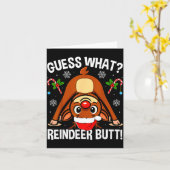 Guess What Reindeer Butt Xmas Santa Funny Christma Kaart (Gele Bloem)