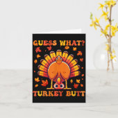 Guess What Turkey Butt Funny Thanksgiving Boys Tod Kaart (Gele Bloem)