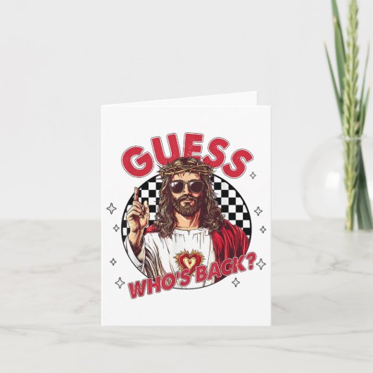 Guess Who Back Jesus Funny Easter Religious Mannen Kaart (Voorkant)