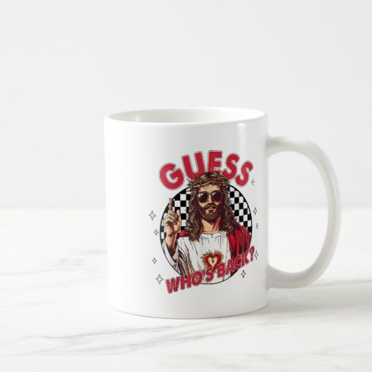 Guess Who Back Jesus Funny Easter Religious Mannen Koffiemok (Rechts)