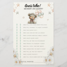 Guess who game Whimsical Teddy Bear Baby Shower  Briefpapier