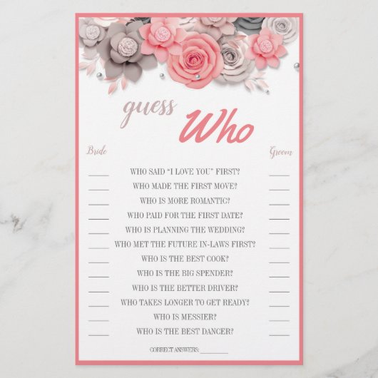 Guess Who Kaart (Voorkant)