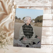 Guess Who Retired Female Script Photo Invitation Kaart