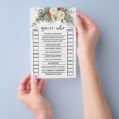 Guess Who Winter Floral Bridal Shower Game Card Flyer (Hand)