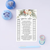 Guess Who Winter Floral Bridal Shower Game Card Flyer (Enkel)