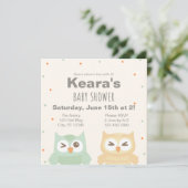 Guess Whoos Verschuldigd met 2 Uil baby shower Kaart (Staand voorkant)