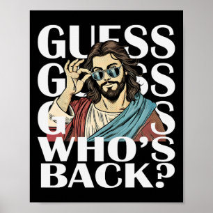 Guess Whos Byck Jesus Easter T-shirt Religious Cat Poster