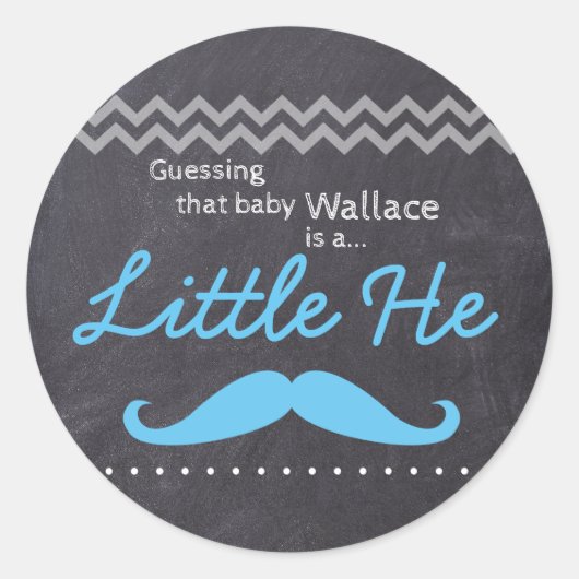 "Guessing Baby Boy" - "Little He" Geslacht onthull Ronde Sticker (Voorkant)