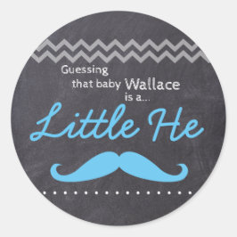 "Guessing Baby Boy" - "Little He" Geslacht onthull Ronde Sticker