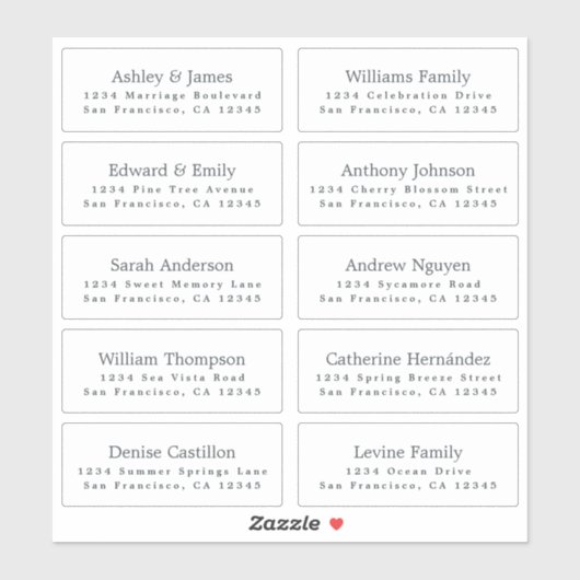 Guest Adresetiketten Bestel op 6" of 8"! Sticker (Vel)