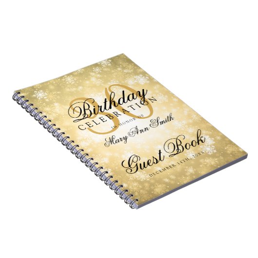 Guest book 30th Birthday Gold Winter Wonderland Notitieboek (Rechterzijde)
