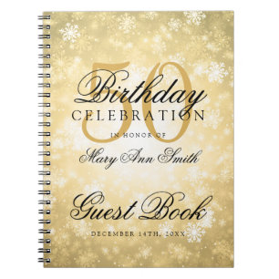 Guest book 50th Birthday Gold Winter Wonderland Notitieboek
