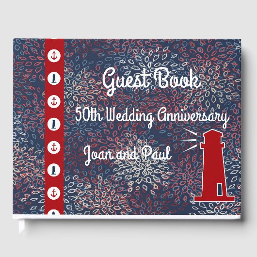 Guest Book, 50th Wedding Jubileum Nautical Gastenboek (Voorkant)