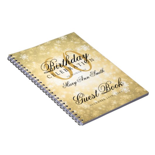Guest book 60th Birthday Gold Winter Wonderland Notitieboek (Rechterzijde)