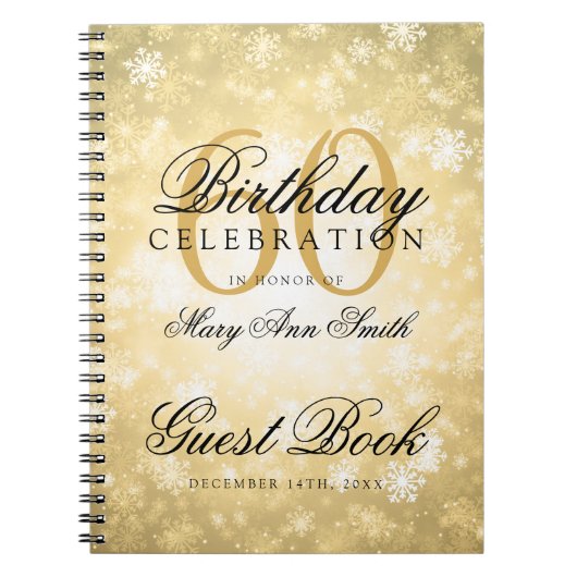 Guest book 60th Birthday Gold Winter Wonderland Notitieboek (Voorkant)