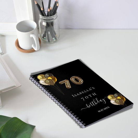 Guest book 70e verjaardag zwarte goudluipaard notitieboek