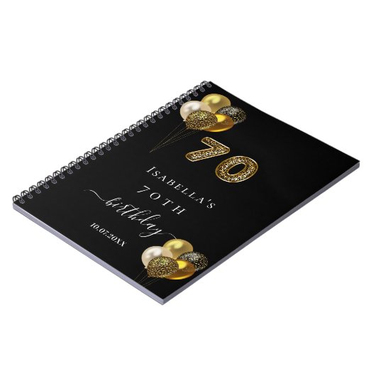 Guest book 70e verjaardag zwarte goudluipaard notitieboek (Linkerzijde)