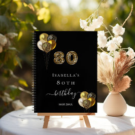 Guest book 80e verjaardag zwarte goudluipaard notitieboek