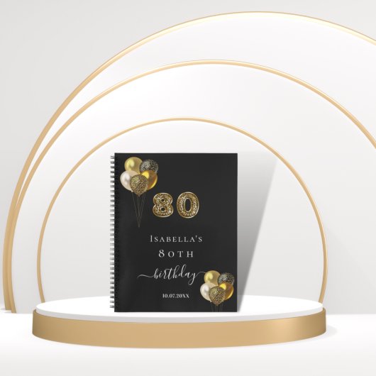 Guest book 80e verjaardag zwarte goudluipaard notitieboek