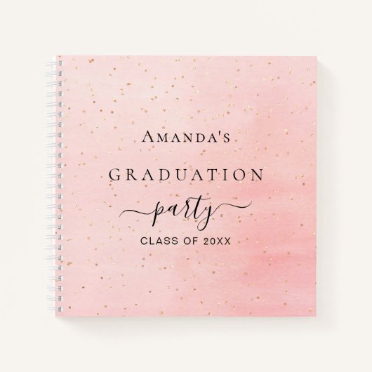 Guest book afstuderen blush roze goudnaam notitieboek (Voorkant)