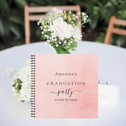 Guest book afstuderen blush roze goudnaam notitieboek