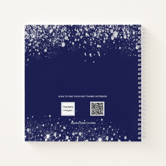 Guest book afstuderen navy blue zilver glitter notitieboek (Achterkant)