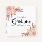 Guest book afstuderen pampas gras blush roos gold notitieboek (Voorkant)