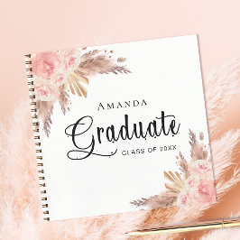 Guest book afstuderen pampas gras blush roos gold notitieboek