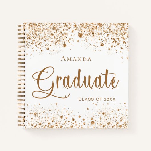 Guest book afstuderen white gold glitter script notitieboek (Voorkant)
