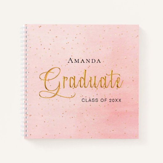 Guest book afstuderen zwart roze goudscript notitieboek (Voorkant)