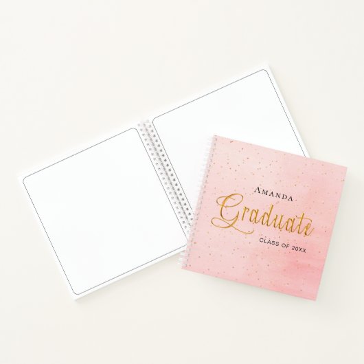 Guest book afstuderen zwart roze goudscript notitieboek (Binnen)