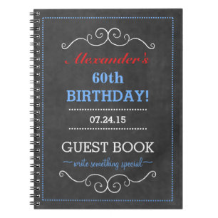 Guest Book and Red White and Blue Birthday Party Notitieboek