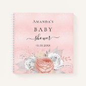 Guest book baby shower blush roos goudbloem notitieboek (Voorkant)