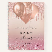 Guest book baby shower blush roos goudglitter notitieboek (Voorkant)