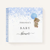 Guest book baby shower boy blue teddybeer notitieboek (Voorkant)