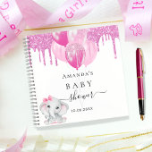 Guest book baby shower olifant meisje roze ballonn notitieboek