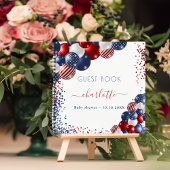 Guest book baby shower patriottisch rood wit blauw notitieboek