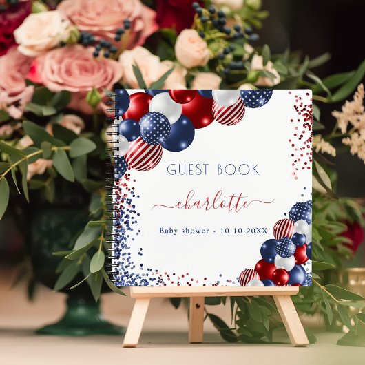 Guest book baby shower patriottisch rood wit blauw notitieboek