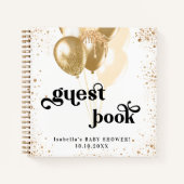 Guest book baby shower white gold ballons name notitieboek (Voorkant)