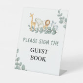 Guest Book Baby shower Wild One Pedestal Sign Reclamebord Met Voetstuk (Voorkant)