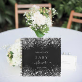 Guest book baby shower zwarte zilverglitter notitieboek